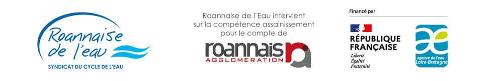 Logos Roannaise de l'Eau - Roannais Agglomération - Agence de l'Eau Loire Bretagne